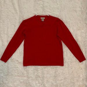 Yarnworks Women's Red Long Sleeve Crew Neck Sweater